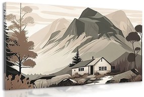 Tablou cabană scandinavî în munți