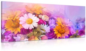 Tablou pictură în ulei a florilor colorate