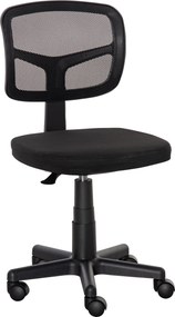Vinsetto Scaun Ergonomic de Birou din Plasă, Fără Cotiere, Înălțime Ajustabilă, Negru | Aosom Romania