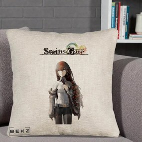 Perna Personalizata Steins Gate Kurisu Makise Anime, 40x40 cm, Bej Canapea, Husa Detasabila, Perna Inclusa, BEKZ®