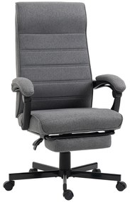 Vinsetto Fotoliu de birou pivotant inclinabil în material textil aspect lin, cu brațe înălțime reglabilă, gri | Aosom Romania