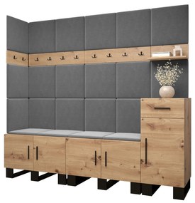 Set mobilier pentru hol Amanda 9 (Stejar artisan + gri închis). 1085932