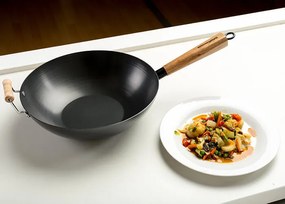 Tigaie wok 32 cm din otel carbon Cantonese NAVA NV 166 013