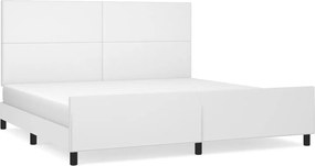 vidaXL Cadru de pat cu tăblie, alb, 200x200 cm, piele ecologică