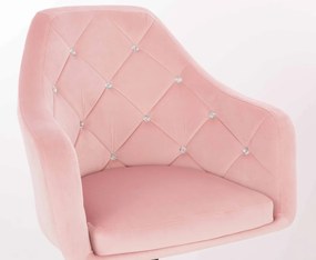 HR830CCROSS Scaun Roz Pudra Catifea cu Bază Neagră