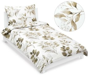 Cearșafuri Bellatex Satin Leaves maro , 140 x 220cm, 70 x 90 cm, 140 x 220 cm, 70 x 90 cm