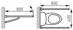 Bara sustinere Ferro Metalia Help 80 cm, rabatabil, alb - R66800.11