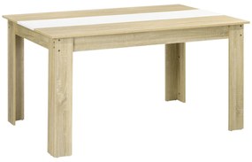 HOMCOM Masă Pentru 6 Persoane, Masă Modernă de Bucătărie cu Blat Colorat pentru Living, Sufragerie, 140x90x75 cm, Stejar, Alb | Aosom Romania