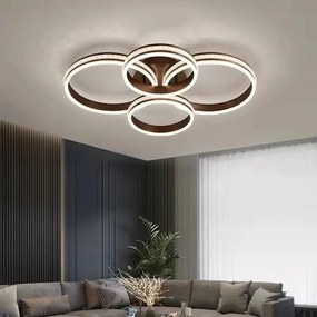 Lustra LED Cu Telecomanda, Elit's Esn F2332 -2+2 r m, Intensitate Reglabila, 340W, Maro