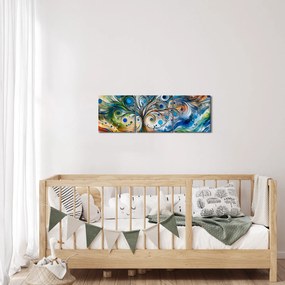 Tablou – Arbore energetic colorat (cu ceas) (90x30 cm)