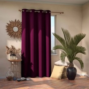 Draperie opacă AmeliaHome Eyelets Plum, 140 x 245 cm, mov prună