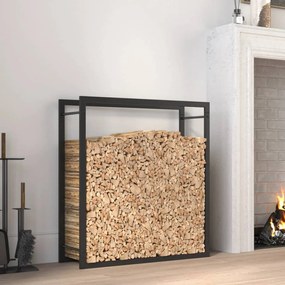 Suport pentru lemne de foc, negru mat, 80x28x86 cm, otel