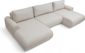 Colțar cu funcție de dormit Lotulis U - crem împletitură Ado 1601