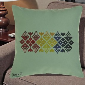Perna Personalizata Motiv Tricolor Romanesc Broderie, 40x40 cm, Verde, Husa Detasabila, Perna Inclusa, BEKZ®