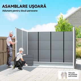 Outsunny Căsuță de Grădină pentru Depozitare Unelte 4.96m² Gri | Aosom Romania