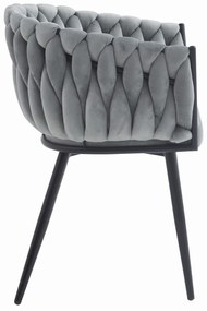 Scaun de dining gri deschis ORION VELVET cu picioare negre