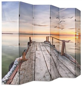 245884 vidaXL Paravan de cameră pliabil, 228 x 170 cm, imprimeu lac
