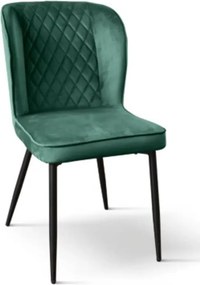 SET 4 Scaune Manta, structura metalica, catifea - STANDARD - NEGRU - VERDE - CATIFEA