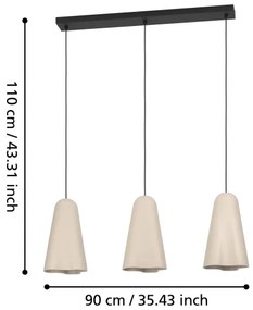 Lustră pe cablu Eglo 390364 TOLLERIC 3xE27/40W/230V bej