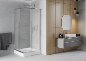 Mexen Rio cabină de duș pătrată 90 x 90 cm, mat, crom + cadă de duș , alb - 860-090-090-01-30-4510