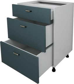 Corp Baza Lecce, 3 Sertare, Verde Petrol/Alb, 60 x 50 x 80 cm