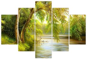 Tablou - Salcie lângă lac, pictură în ulei (150x105 cm)