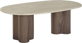 Masă de cafea natur cu blat din granit bej, 130×70×45 cm, "Roche"