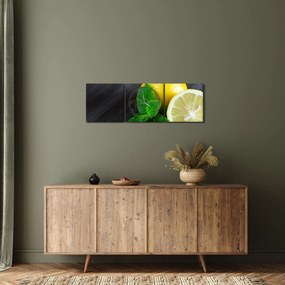 Tablou cu lămâie și mentă pe masă (cu ceas) (90x30 cm)