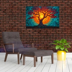 Tablou - Arborele vieții și soarele în mozaic (90x60 cm)