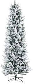 HOMCOM Pom de Craciun Artificial Inalt de 225cm,Decor de Sarbatori cu 988 Ramuri Inzapezite, Deschidere Automata, Baza de Otel, Verde