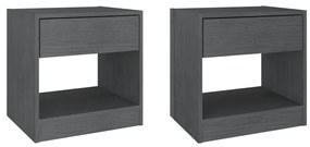 808068 vidaXL Noptiere, 2 buc., gri, 40x31x40 cm, lemn masiv de pin