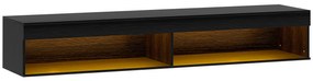 HOMCOM Suport TV Plutitor cu Lumini LED pentru Televizoare de Până la 190 cm, Consolă Media cu Raft de Depozitare, 180x40x30 cm, Negru | Aosom Romania
