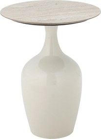 Măsuță laterală din metal natur, cu blat din ceramică și bază rotundă, „Lecco", 40 x 52 cm