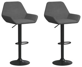 339369 vidaXL Scaune de bar, 2 buc., gri închis, catifea