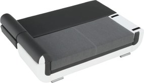 Canapea, piele ecologică alba+gri/material textil gri, KARDYN