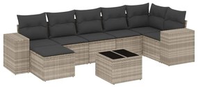 3255229 vidaXL Set mobilier de grădină cu perne, 8 piese gri deschis poliratan