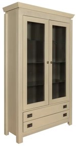 Vitrina Casablanca, 2 Usi si 2 Sertare, Crem, 115 cm