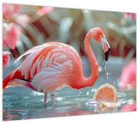 Tablou - Flamingo în iaz (70x50 cm)