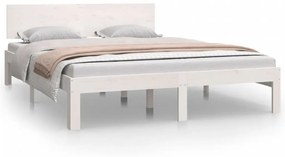 810496 vidaXL Cadru de pat, alb, 140x200 cm, lemn masiv de pin