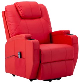 289755 vidaXL Fotoliu cu ridicare pe verticală, roșu, piele ecologică