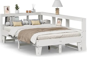 vidaXL Cadru de pat fără saltea, alb, 120x200 cm, lemn masiv pin