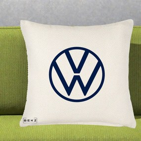 Perna Personalizata cu emblema Volkswagen, 40x40 cm, Crem Reliefat, Husa Detasabila, Perna Inclusa, BEKZ®