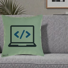 Perna Personalizata Laptop Cod HTML, 40x40 cm, Verde, Husa Detasabila, Perna Inclusa, BEKZ®