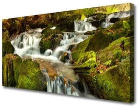 Tablou pe panza canvas Cascada Rocks Natura Alb Verde