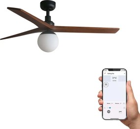 Lustra cu Ventilator smart sistem TUYA si telecomanda KLIM M 125cm, negru/ nuc