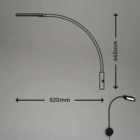 Lampă LED flexibilă dimabilă de perete Briloner 2177015 LED/6W/230V negru