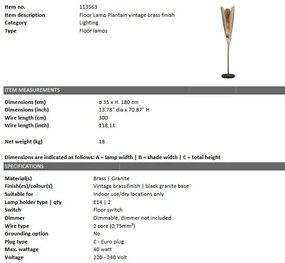 Lampadar/ Lampa de podea design deosebit Plantain, alama 113563 HZ