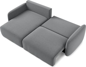 Colțar gri extensibil/cu spațiu de depozitare cu tapițerie din catifea (cu colț pe partea stângă/cu șezlong) Kalena – Makamii