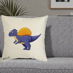 Perna Decorativa Spinozaur Kawaii, 40x40 cm, Ecru, Husa Detasabila, Perna Inclusa, BEKZ®