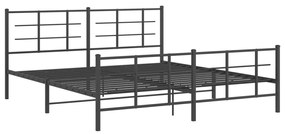 355583 vidaXL Cadru pat fără saltea, tăblie de picioare negru 180x200cm metal